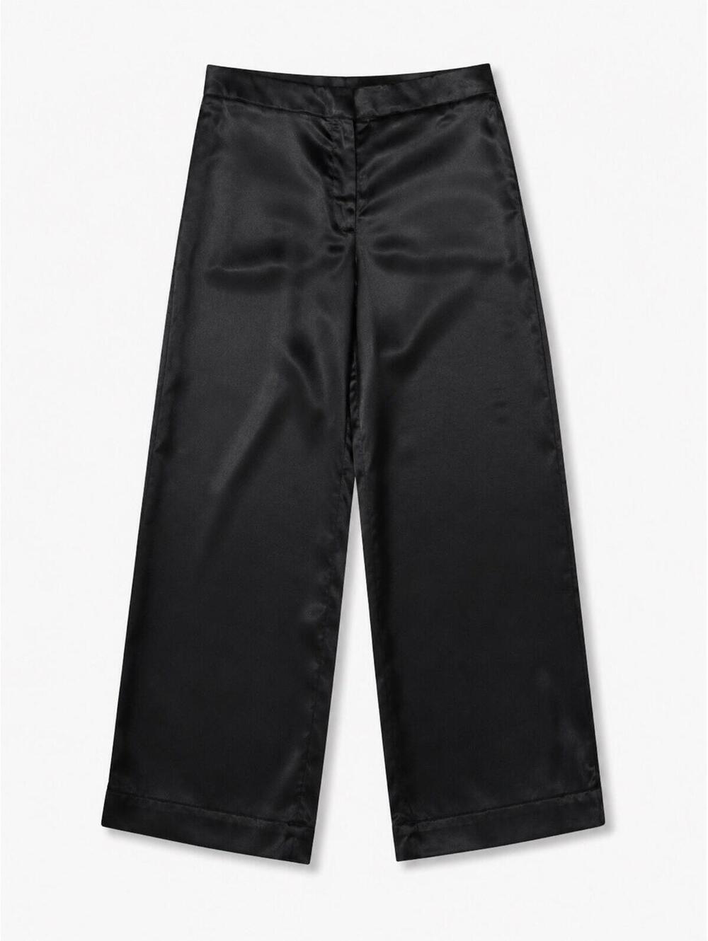 Madewell Black Satin Wide Leg Pants Women’s Size Small Pull On Relaxed Fid